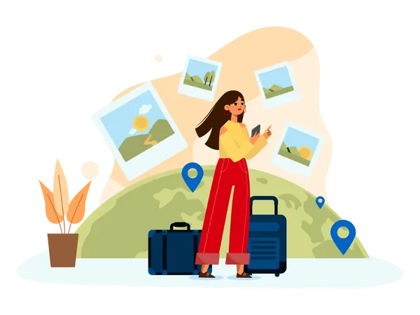 Worldwide Travelling Pictures Illustration