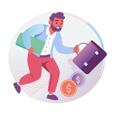 Worried businessman lost money  Illustration