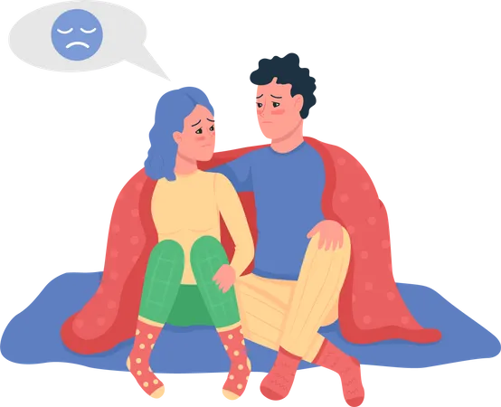 Couple Talking About Worries Semi Flat Color Vector Characters Sitting Figures Full Body People On White Relations Isolated Modern Cartoon Style Illustration For Graphic Design And Animation Illustration
