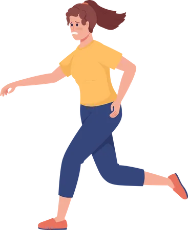 Worried girl running  Illustration