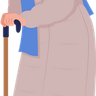 illustration old woman with walking stick