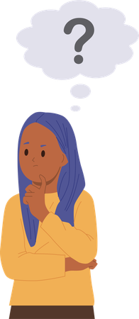 Worried thoughtful girl thinking trying to find idea  Illustration