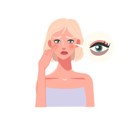 Worried Woman with dark Circles at eyes  イラスト