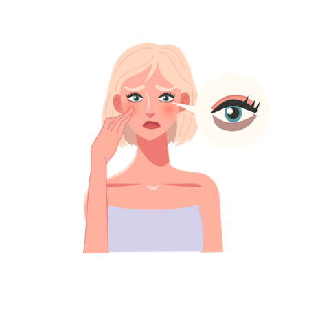 Worried Woman with dark Circles at eyes  Illustration