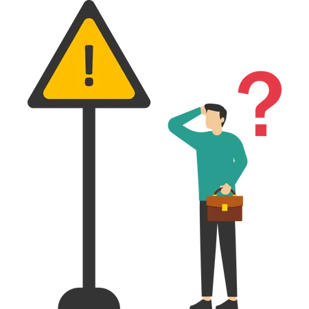 Worries Or Doubts To Make A Decision Mistrust Or Problems Worries Or Challenges Ahead Worries About Problems Or Problems Businessman Holding Exclamation Mark With Concern For Solving Problems Illustration