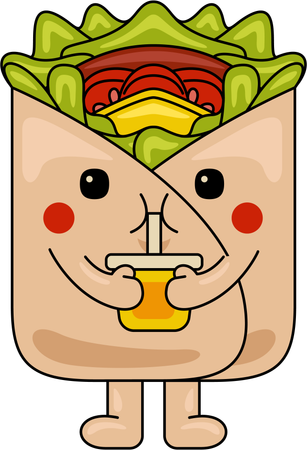 Wrap Mascot Drinking Juice  Illustration