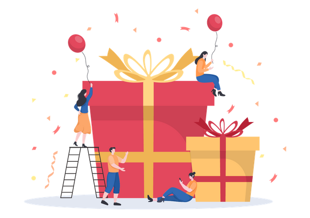Wrapped Gift Box Illustration