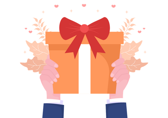 Wrapped Gift Box in hand Illustration