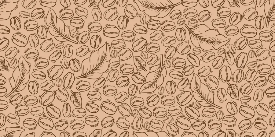 Decorative Coffee Beans And Leaves Seamless Pattern Suitable For Wrapping Paper Illustration