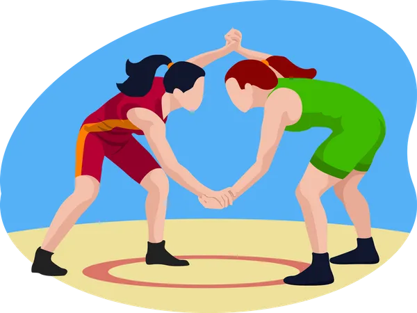 Wrestling Match Illustration