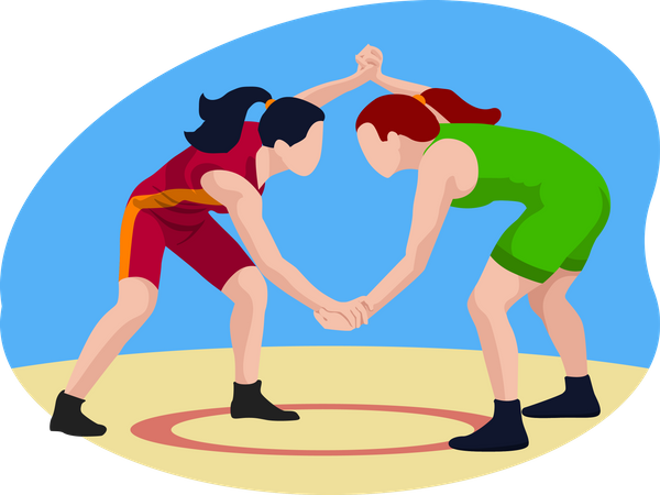 Wrestling Match  Illustration