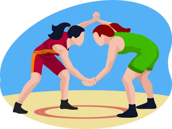 Wrestling Match  Illustration