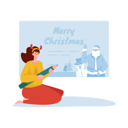 Write a Christmas greeting card  Illustration