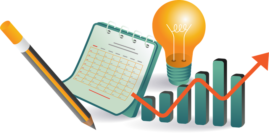 Write business planning with growth idea  Illustration