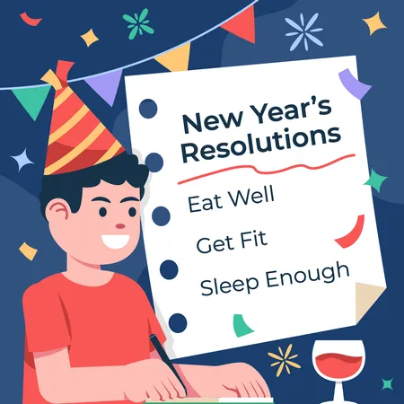 Write good  resolutions on new year night for better life  Illustration