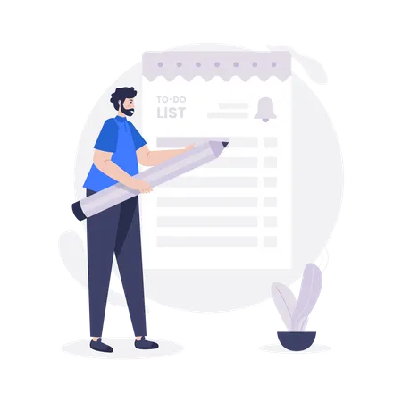 Illustration Of A Man Manage Plan With Write A To Do List Concept イラスト