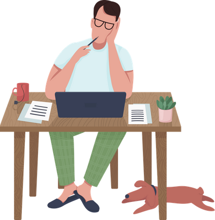 Writer at computer  Illustration