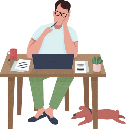 Writer at computer  Illustration