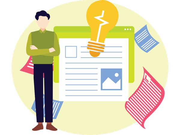 Writer Working On Article  Illustration