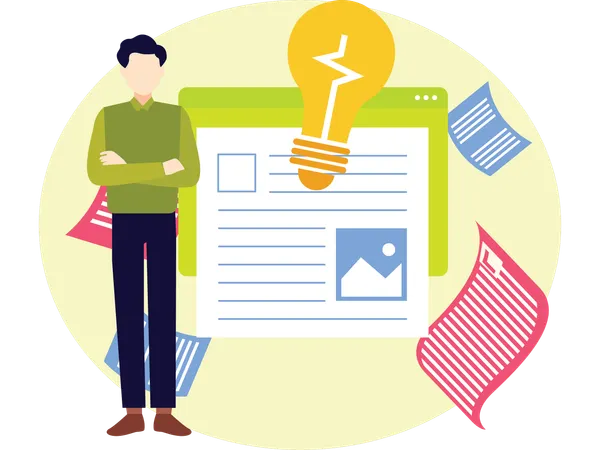Writer Working On Article  Illustration