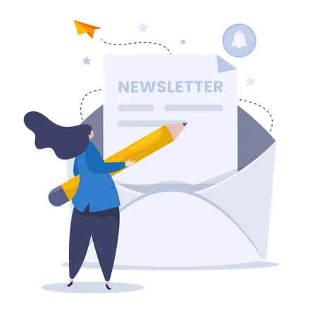 Writing a newsletter message  Illustration