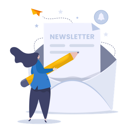Writing a newsletter message  Illustration