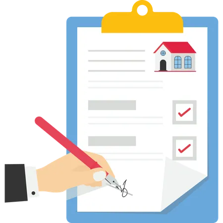 Customer Writing Signing Signature On Paper Contract And Receive Home Key Agreement To Sign The Purchase Contract Concept Illustration