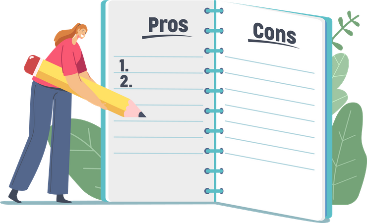 Writing at Notebook Sheet Pros and Cons of Something  Illustration