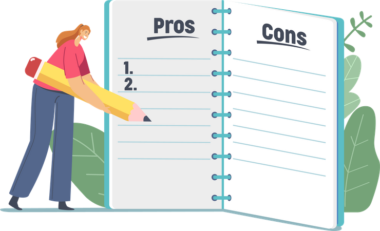 Writing at Notebook Sheet Pros and Cons of Something  Illustration