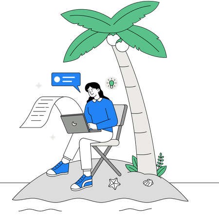 Writing content scripts on the beach  イラスト