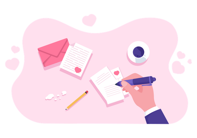 Writing Love Letter  Illustration