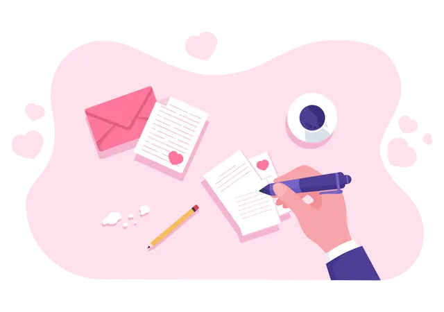 Writing Love Letter  Illustration