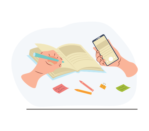 Writing note into mobile  Illustration