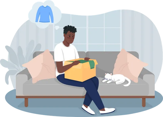 Wrong Delivery Order 2 D Vector Isolated Illustration Upset Buyer Sad Man With Opened Box Sitting On Sofa Flat Character On Cartoon Background Cons Of Online Shopping Colourful Scene Illustration