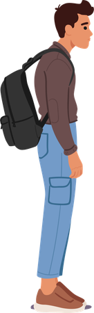 Wrong posture of hanging backpack on one shoulder  Illustration