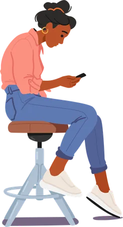 Female Character Perform Improper Pose With Cellphone Woman Slouches On A Chair Engrossed In Her Smartphone Body Contorted In A Poor Posture While She Looking On Screen Cartoon Vector Illustration Illustration