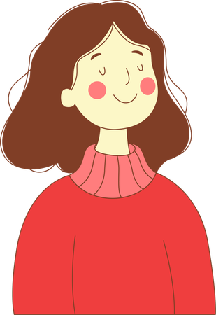 Schöne unschuldige Streber-Mädchen-Figur trägt rosa Pullover  Illustration