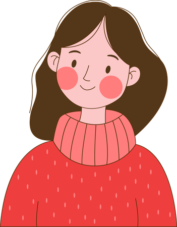 Schöne unschuldige Streber-Mädchen-Figur trägt rosa Pullover  Illustration