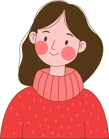 Schöne unschuldige Streber-Mädchen-Figur trägt rosa Pullover  Illustration