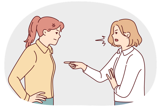 Wütende Frauen streiten sich und beschuldigen sich gegenseitig  Illustration
