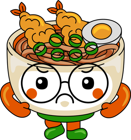 Wütender Udon-Maskottchen-Charakter  Illustration