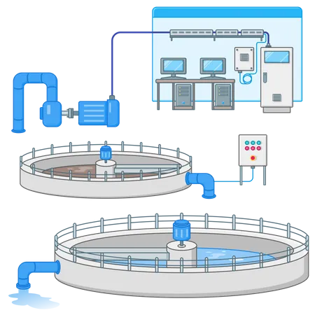 Wastewater Treatment Plant Illustration