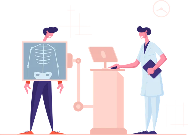 X-ray Medical Diagnostics Bones Skeleton Checkup  Illustration