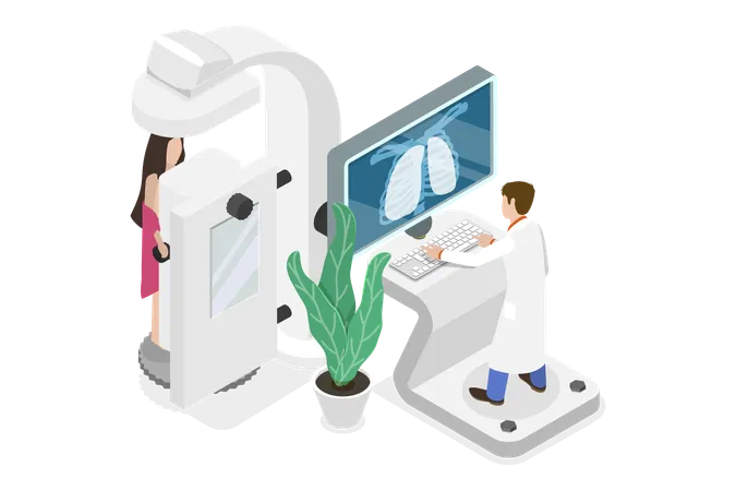 3 D Isometric Flat Vector Conceptual Illustration Of X Ray Scanning Medical Radiology Illustration