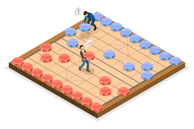 3 D Isometric Flat Vector Conceptual Illustration Of Xiangqi Chinese Board Game Illustration