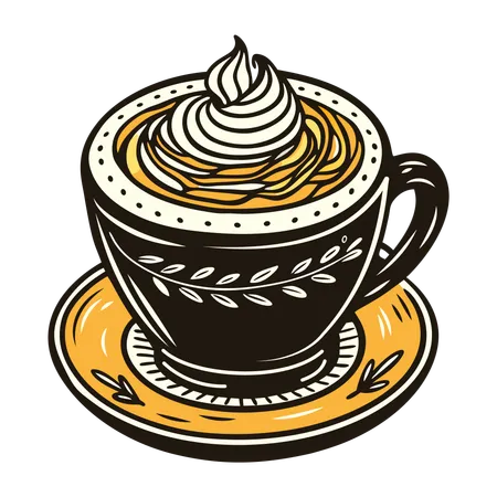 Xícara de capuccino  Ilustração