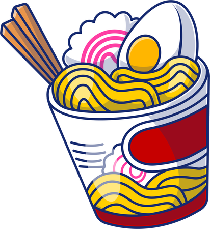 Xícara de macarrão ramen  Ilustração