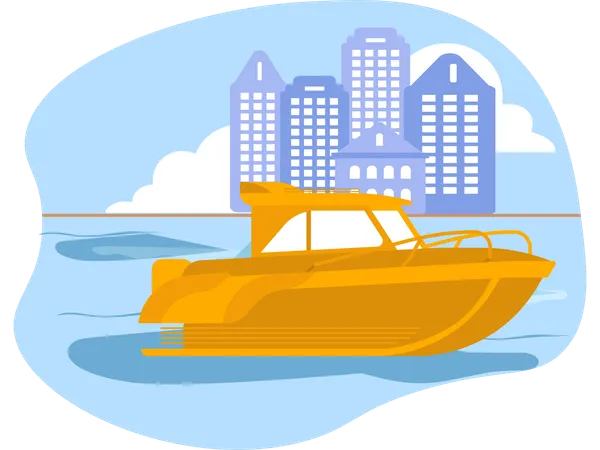 Yacht im Ozean  Illustration