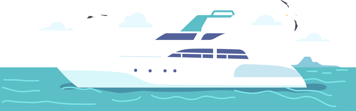 Yacht im Ozean  Illustration