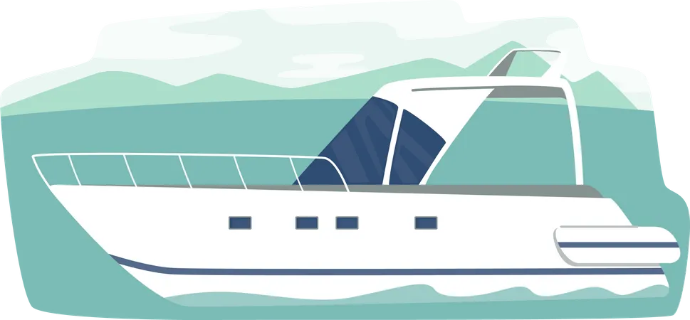 Yacht In Ocean  Illustration